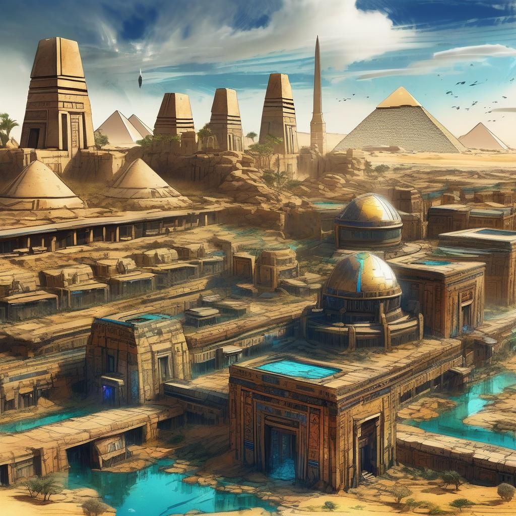 Utopian Egyptian City: A Sci-Fi Fantasy Art Piece