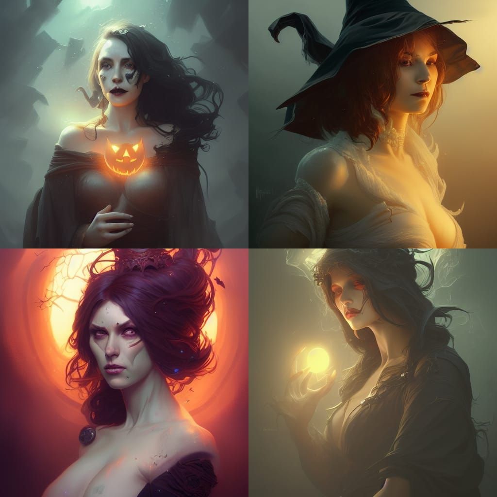 Halloween Witch Portrait with Dynamic Lighting
