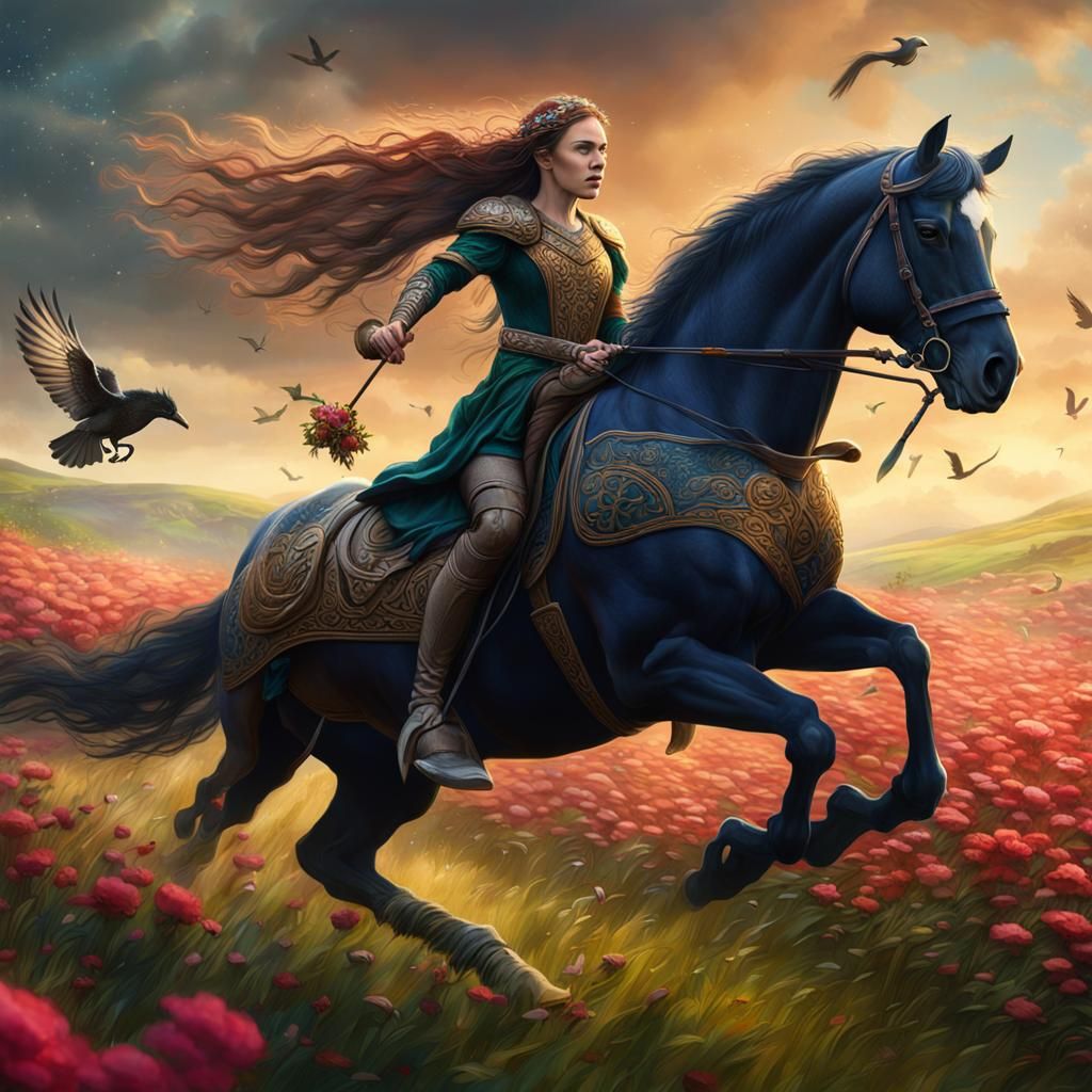 Celtic Goddess Rhiannon on Horseback in Ireland