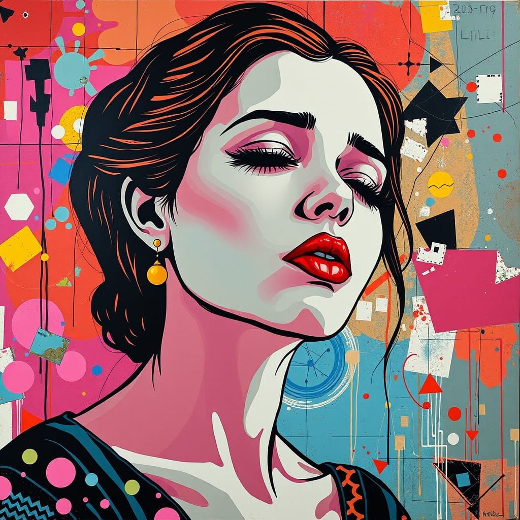 Emotional Woman in Pop Surrealist Conceptual Art