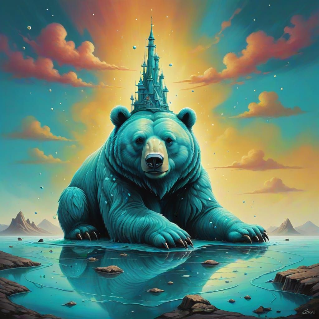 Surreal Turquoise Slimy Bear