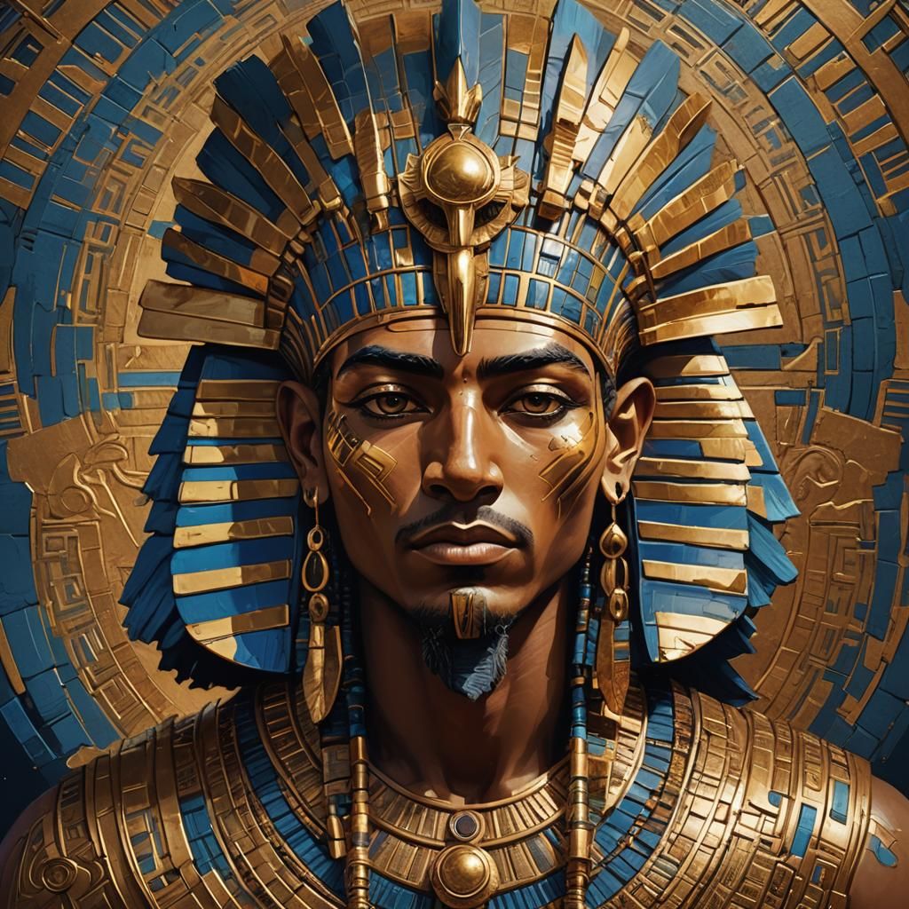 Pharaoh Portrait in Ancient Egyptian Style