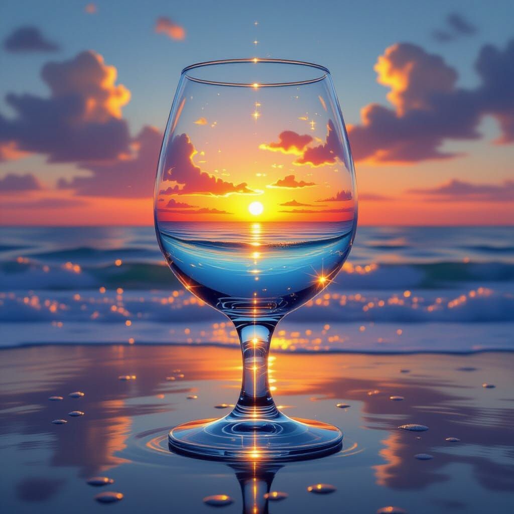 Magical Sunset Reflection in Wine Glass