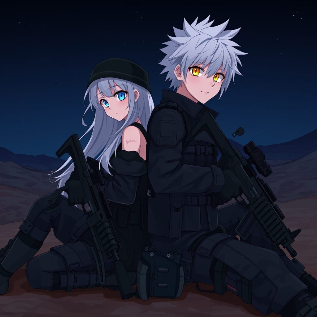Anime Soldiers in Battlefield with Cel-Shaded Lighting