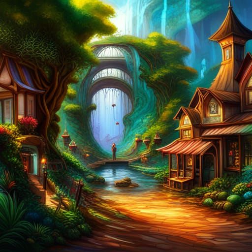 Amusement Park Crafted with Macrame in Detailed Painting