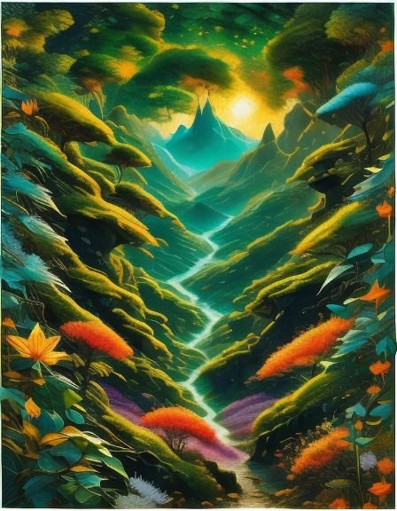 Jade Flower Vines in Vibrant Jungle Forest