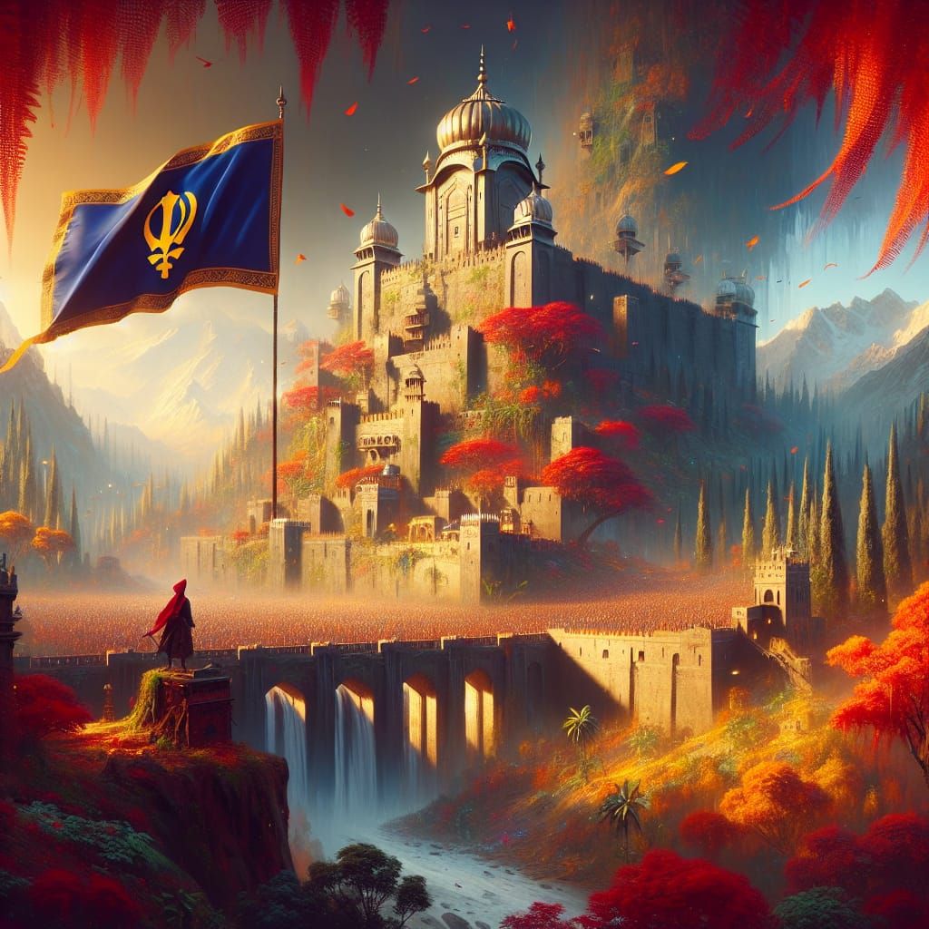 Sikh Flag Flies High on Ancient Fortress