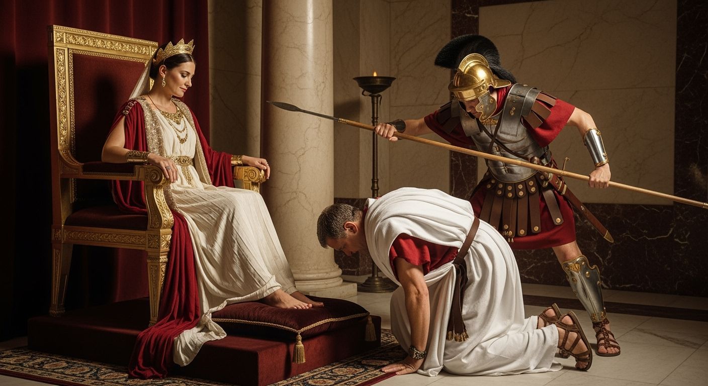 Empress Messalina on Gold Throne in Ancient Rome Palace