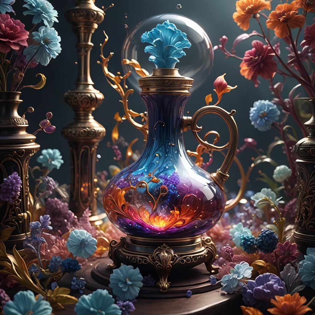 Nebulizer Diffuser Art Glass in Detailed Matte Painting