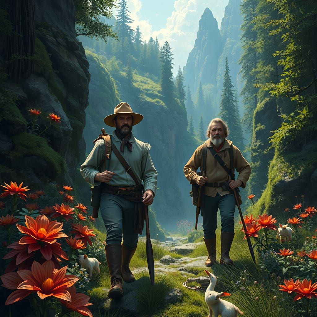 Explorers in a Lush, Mystical Wilderness