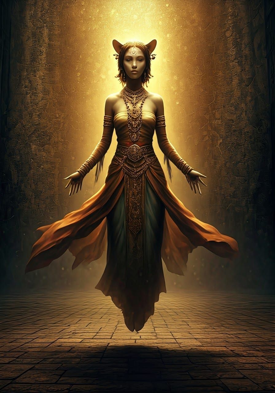 Ghostly Siamese Woman in Old Masters Style