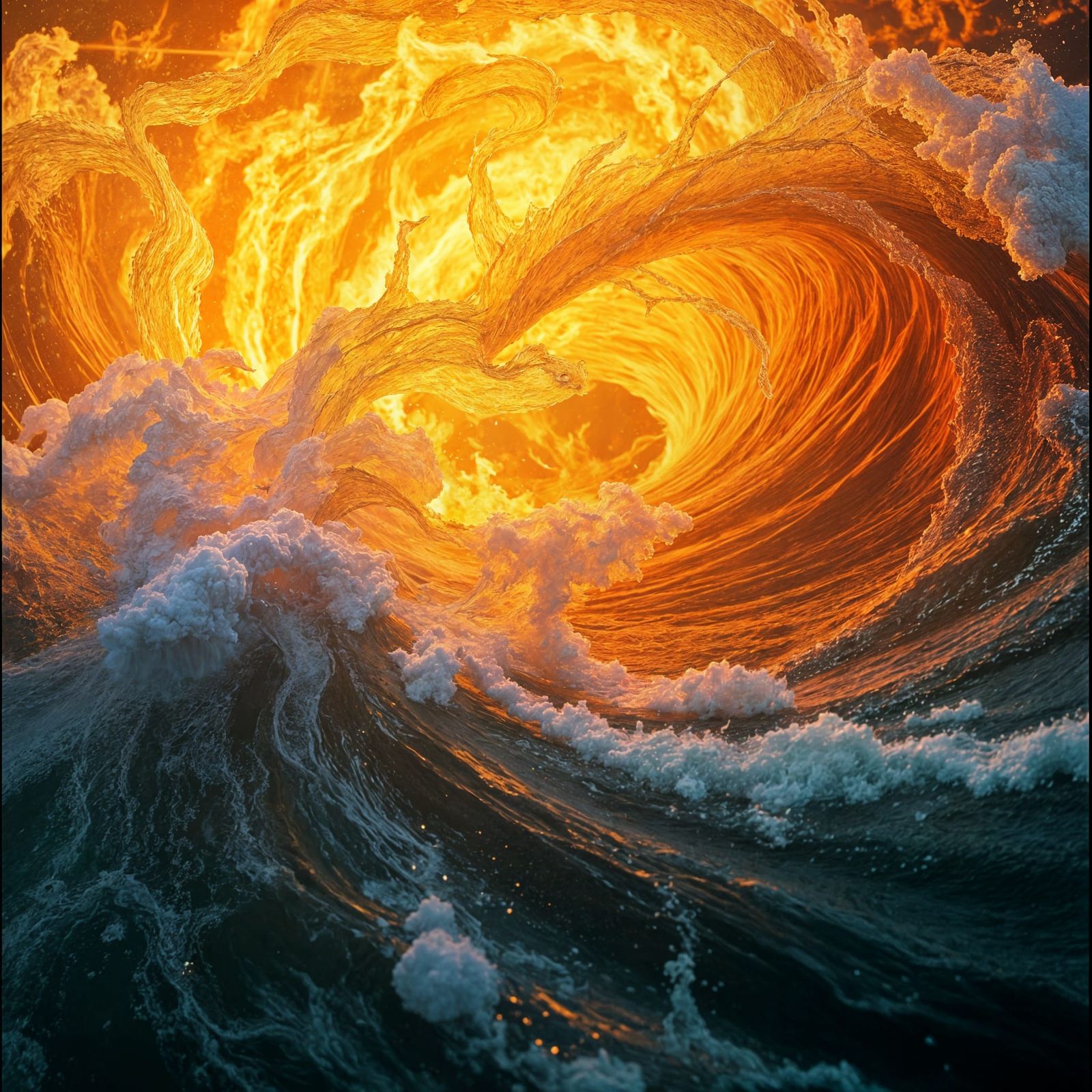 Dramatic Cinematic Masterpiece of Fiery Embers and Gentle Wa...