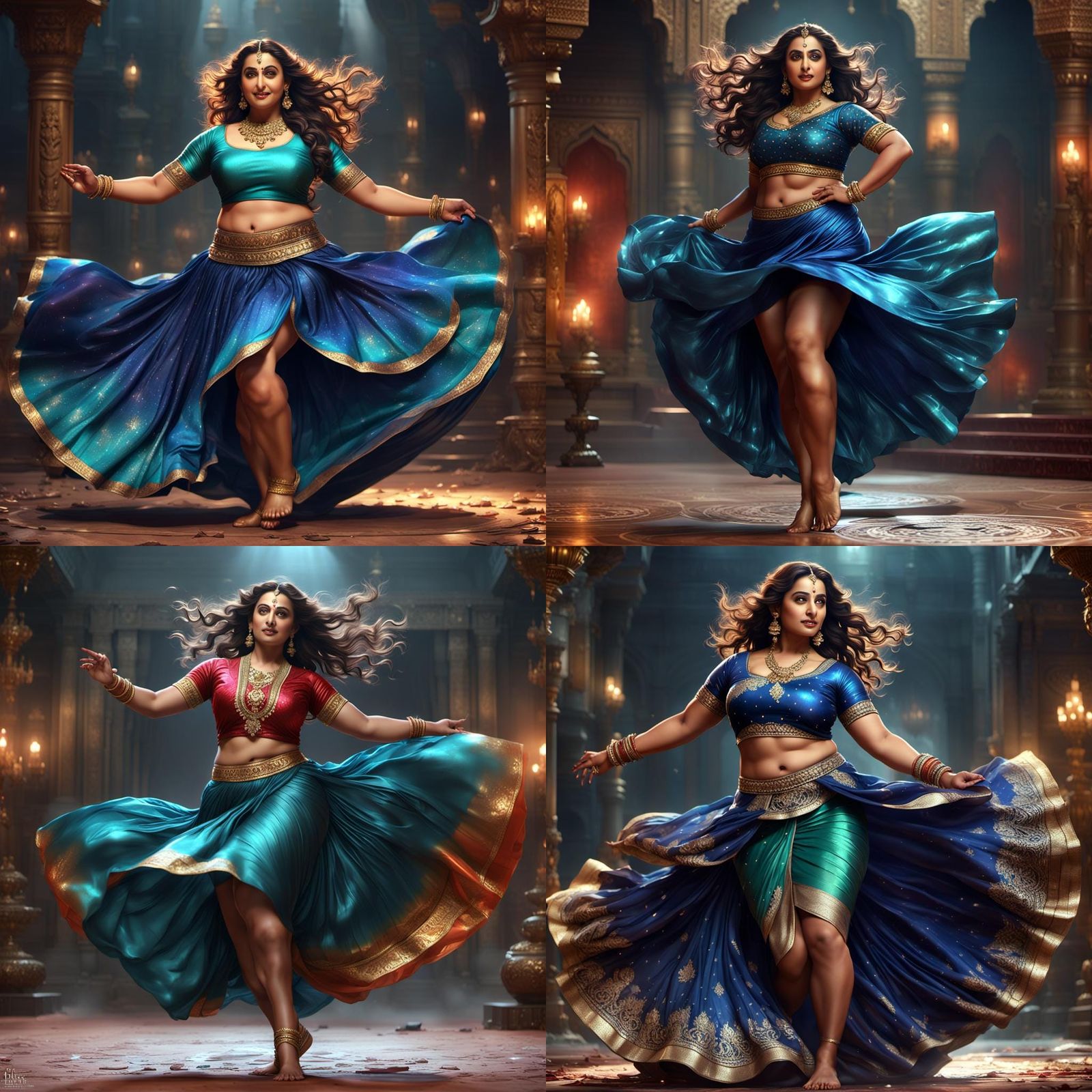 Curvy Indian Woman in Dark Fantasy Art Style