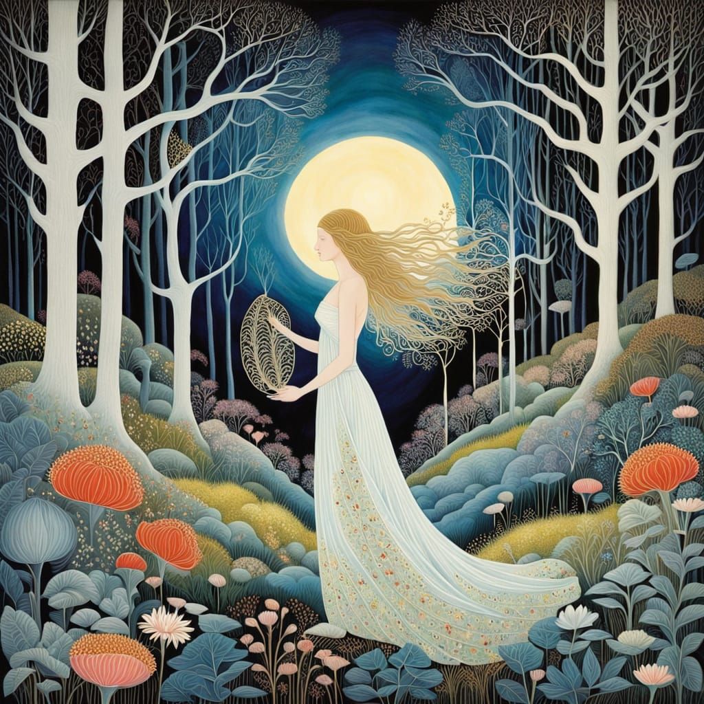 Ethereal Goddess of Dreamlike Worlds in Cyberpunk Style