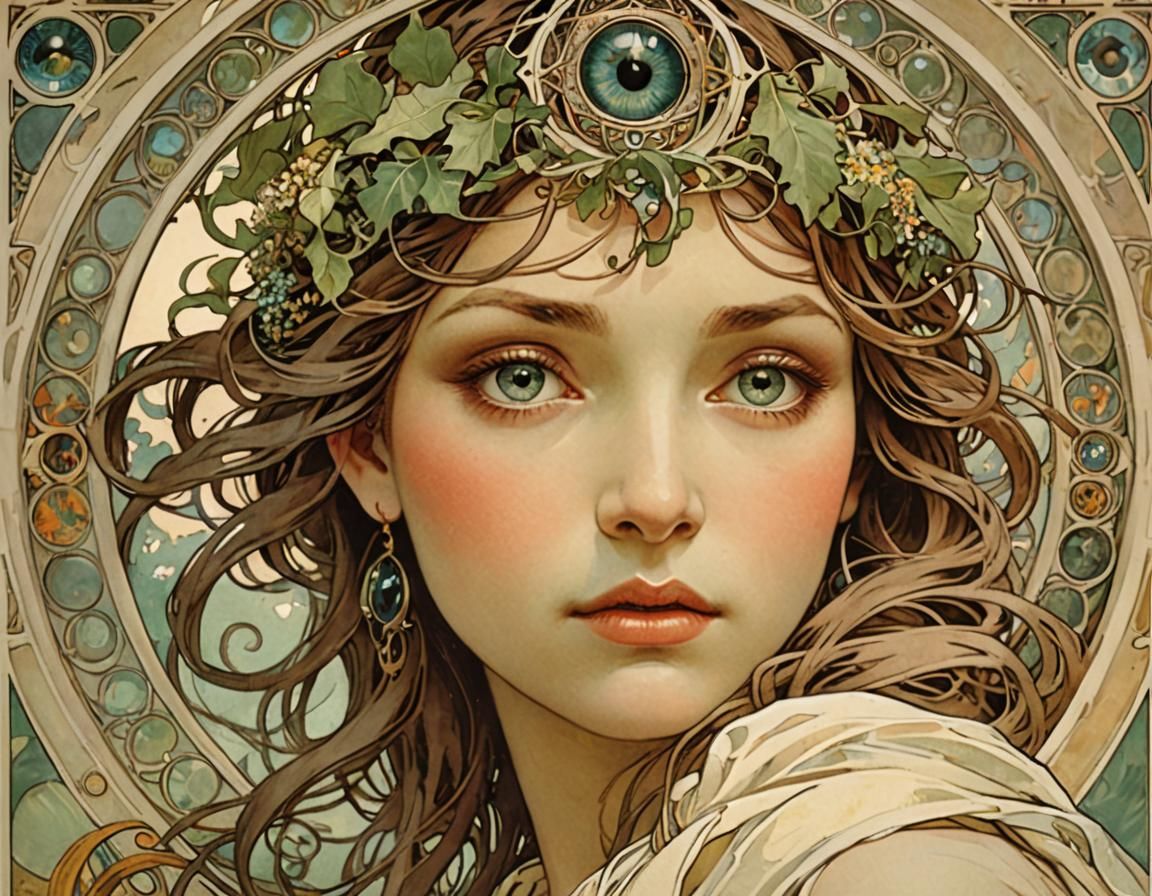 Eye of Nature in Art Nouveau Style