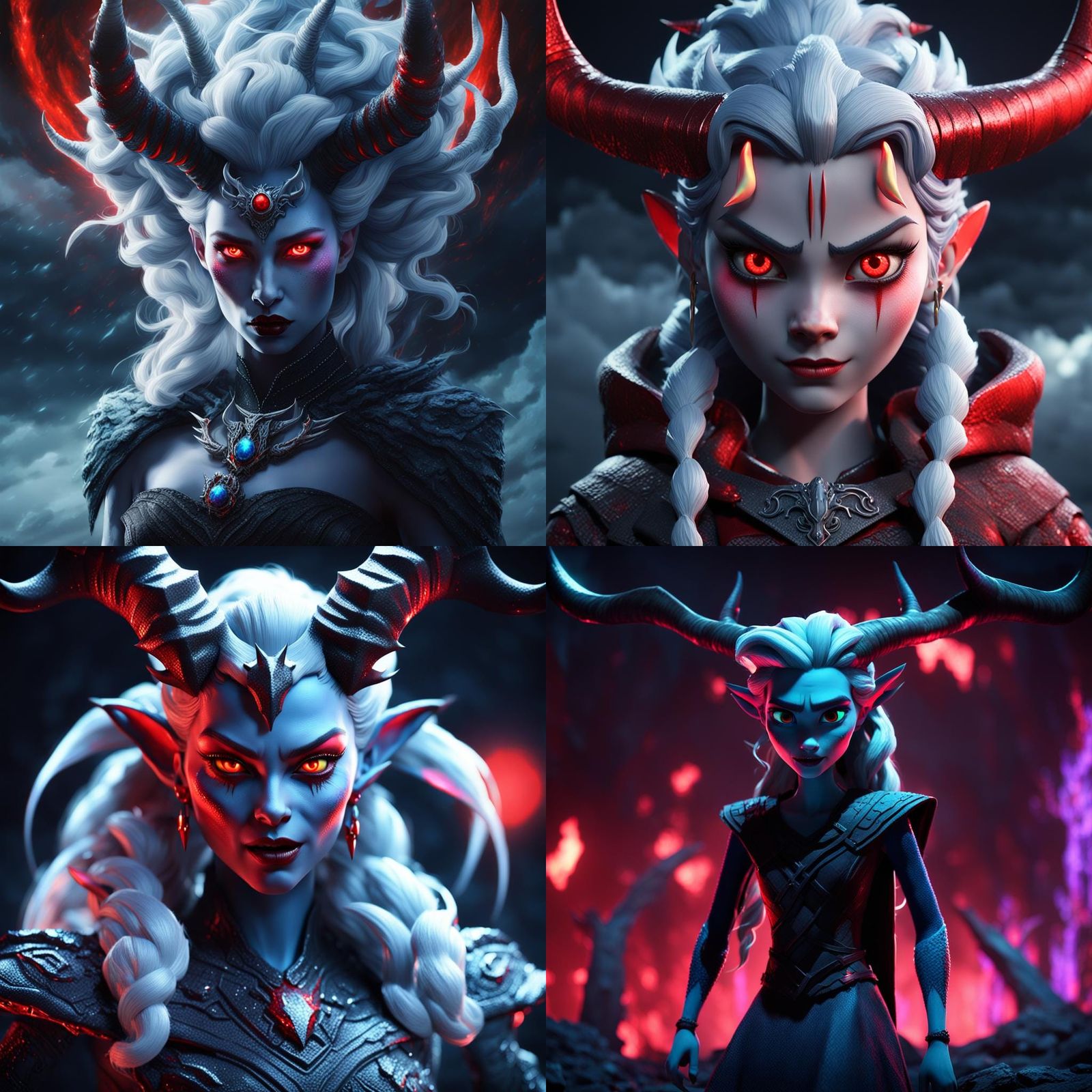 Demonic Elsa 3D Render in Unreal Engine Style