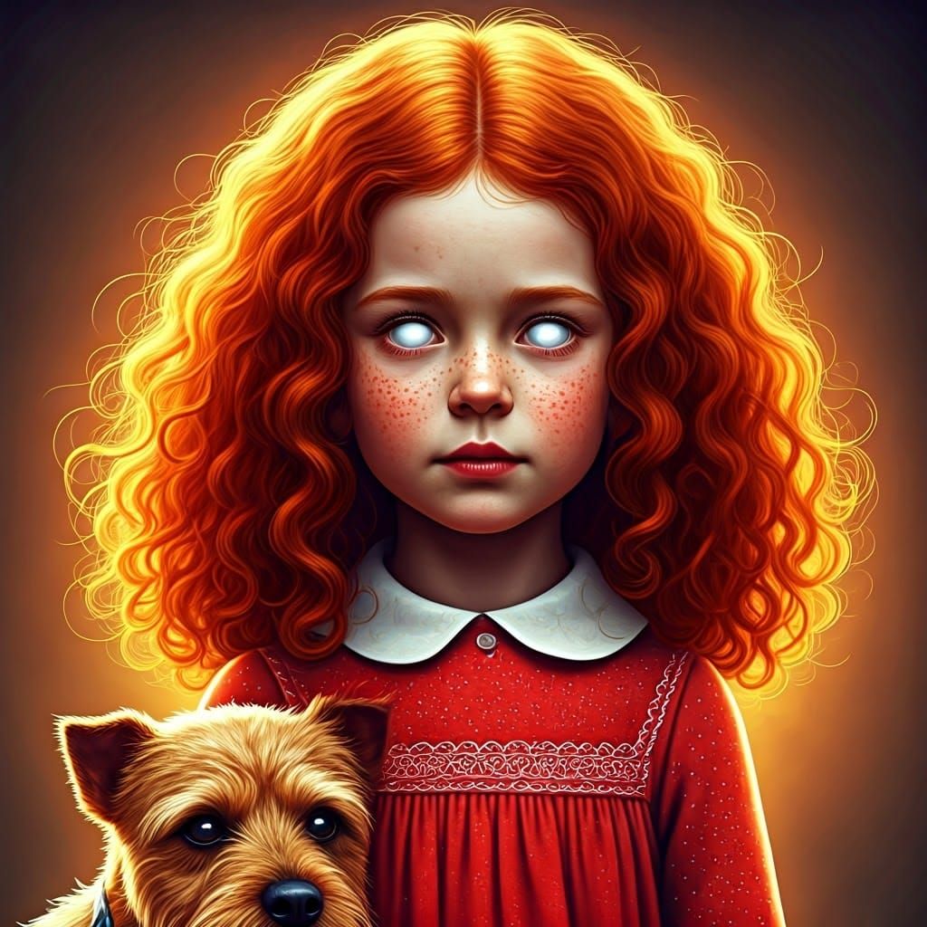 Little Orphan Annie in Vibrant Hyperrealistic Art