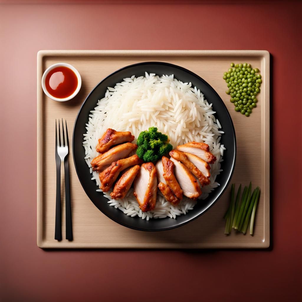 Hyperdetailed Rice and Chicken Meal