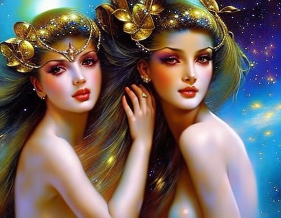 Star Twins in Photorealistic Fantasy Art