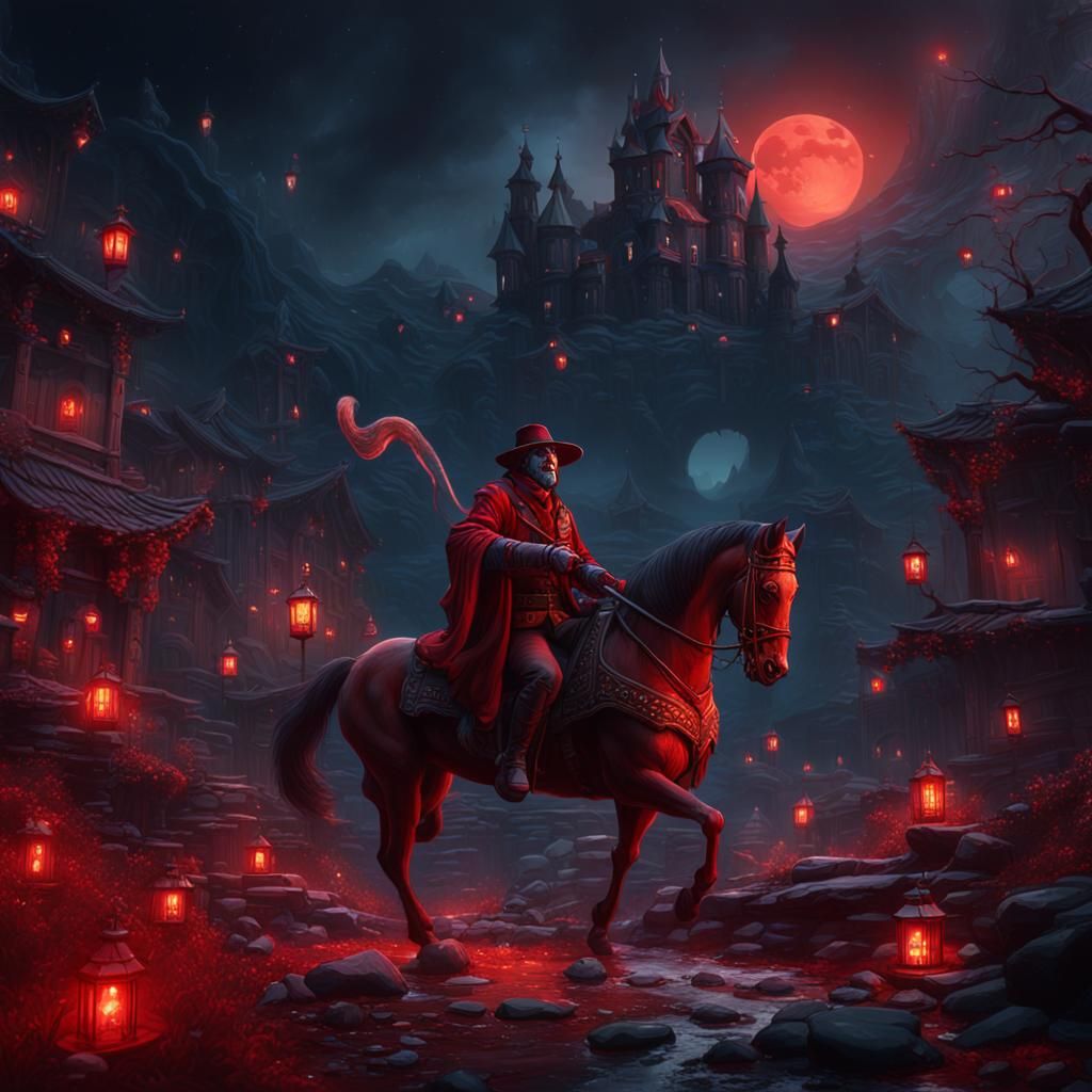 Fantastical Robber of the Red Night: Detailed Matte Painting