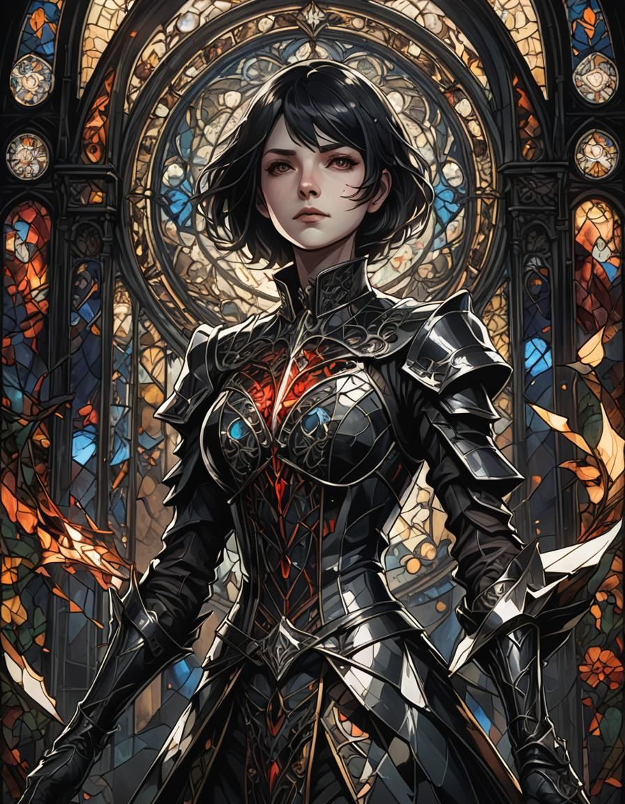 Cubist Stained Glass Woman: Dynamic Lighting