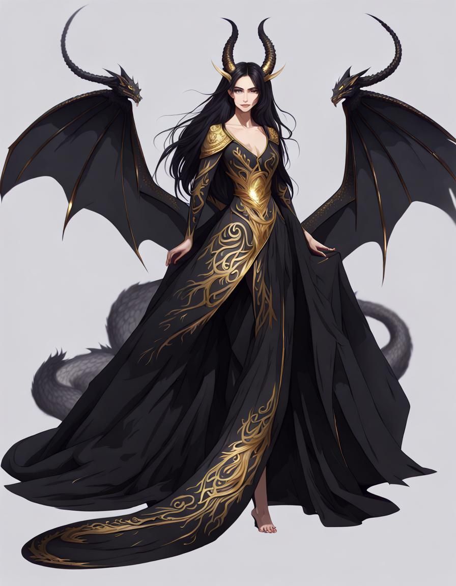 Dragon-Human Hybrid in a Stormy Landscape