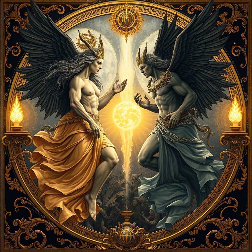 Epic Clash of Light and Darkness in Baroque Style