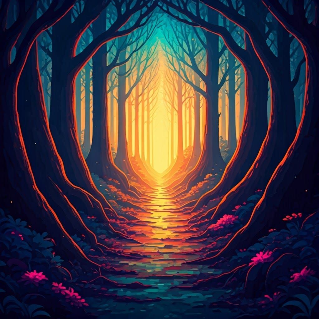 Fluorescent Forest Creatures in Cel-Shaded Manga Style