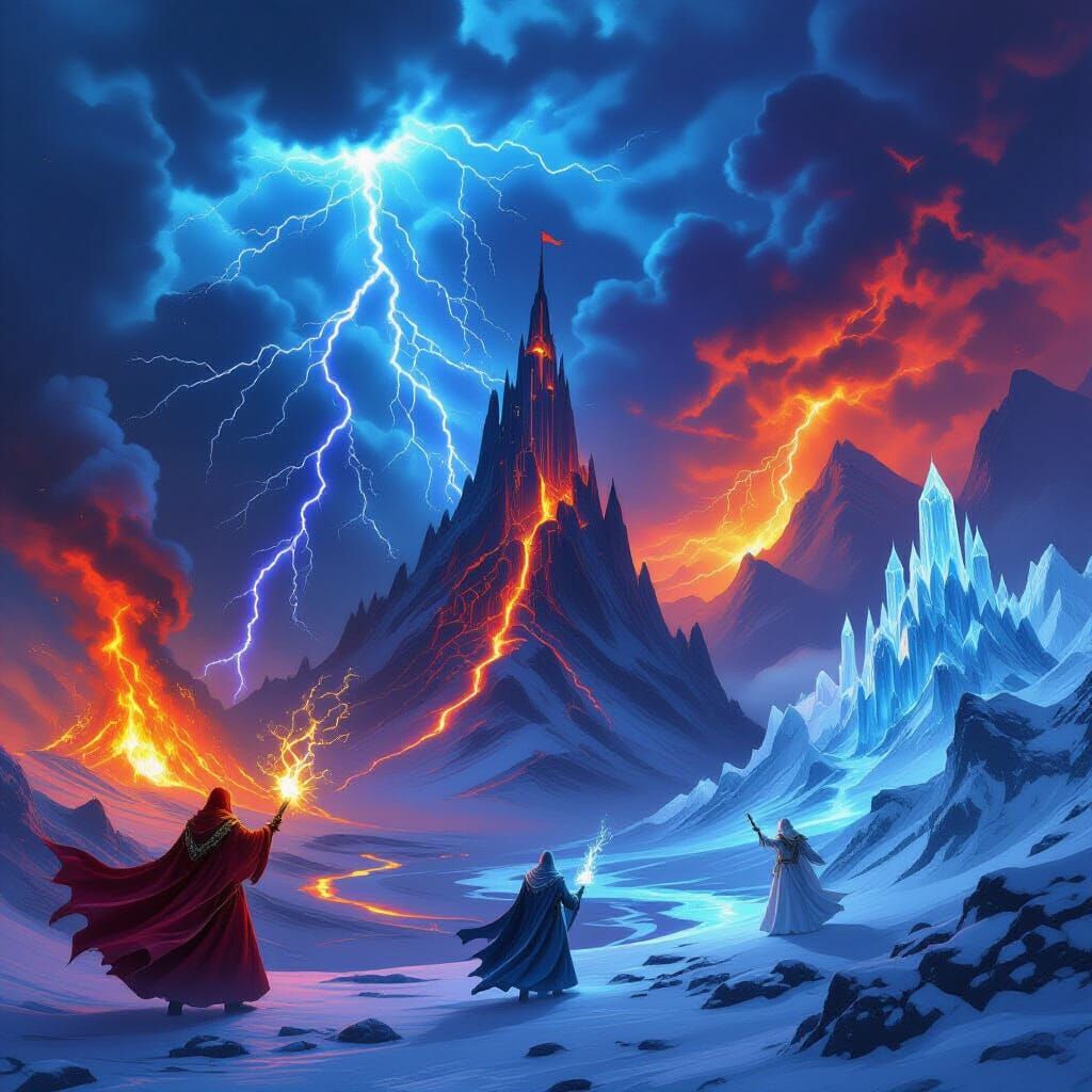 Fantasy Triptych: Fire, Ice, and Electric Realms