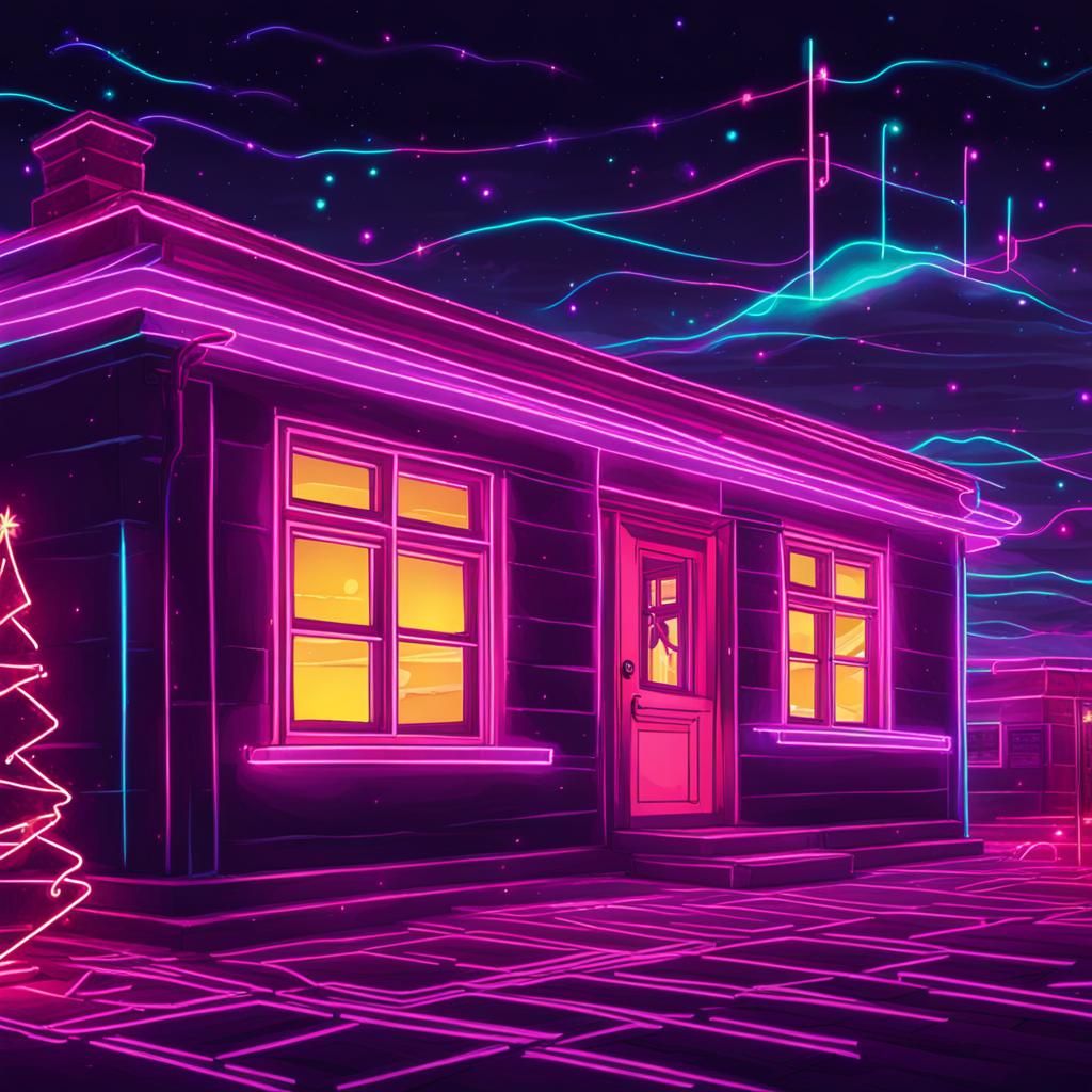 Synthwave Christmas Lights with Wine and Music