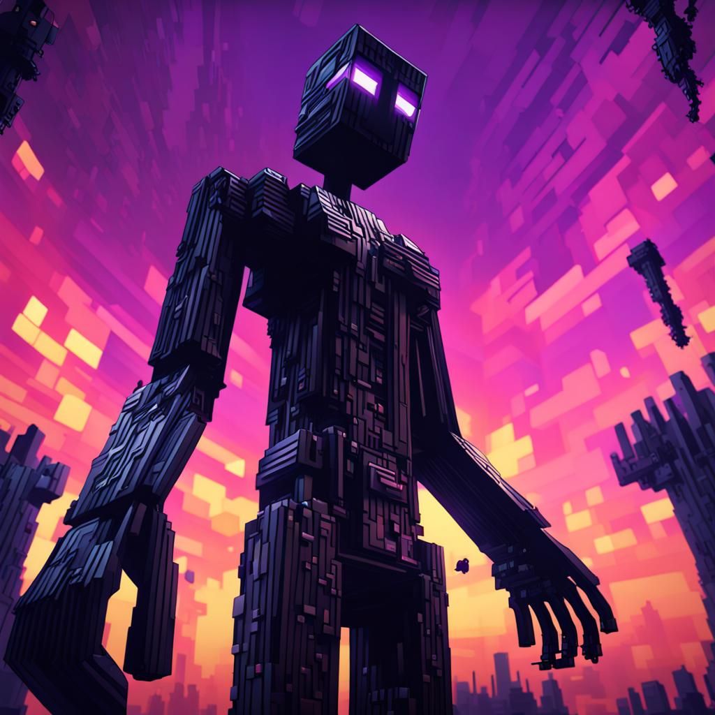 Hyperrealistic Enderman Plays Video Games: Detailed Minecraf...