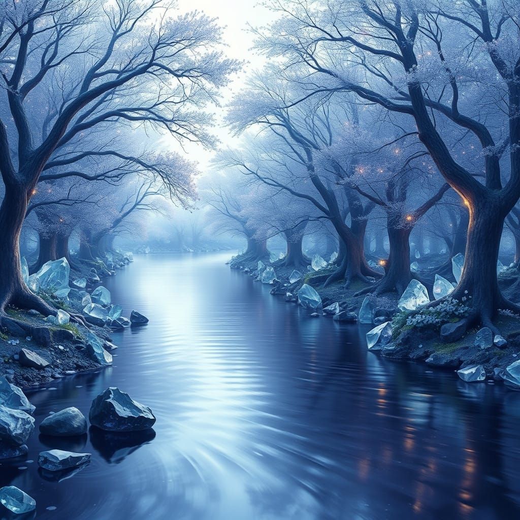 Ethereal Crystal Forest in Vibrant Fantasy Style