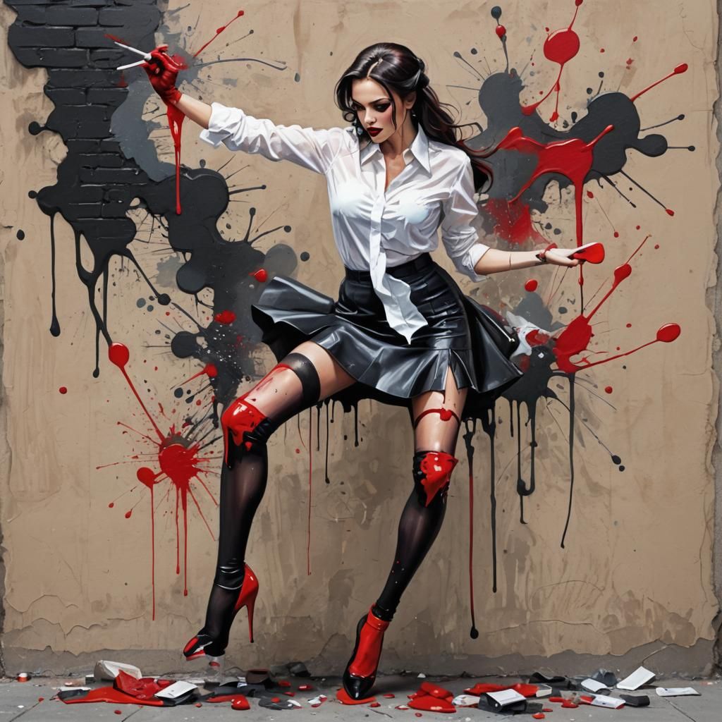 Femme Fatale in Bakery, Splash Art Style