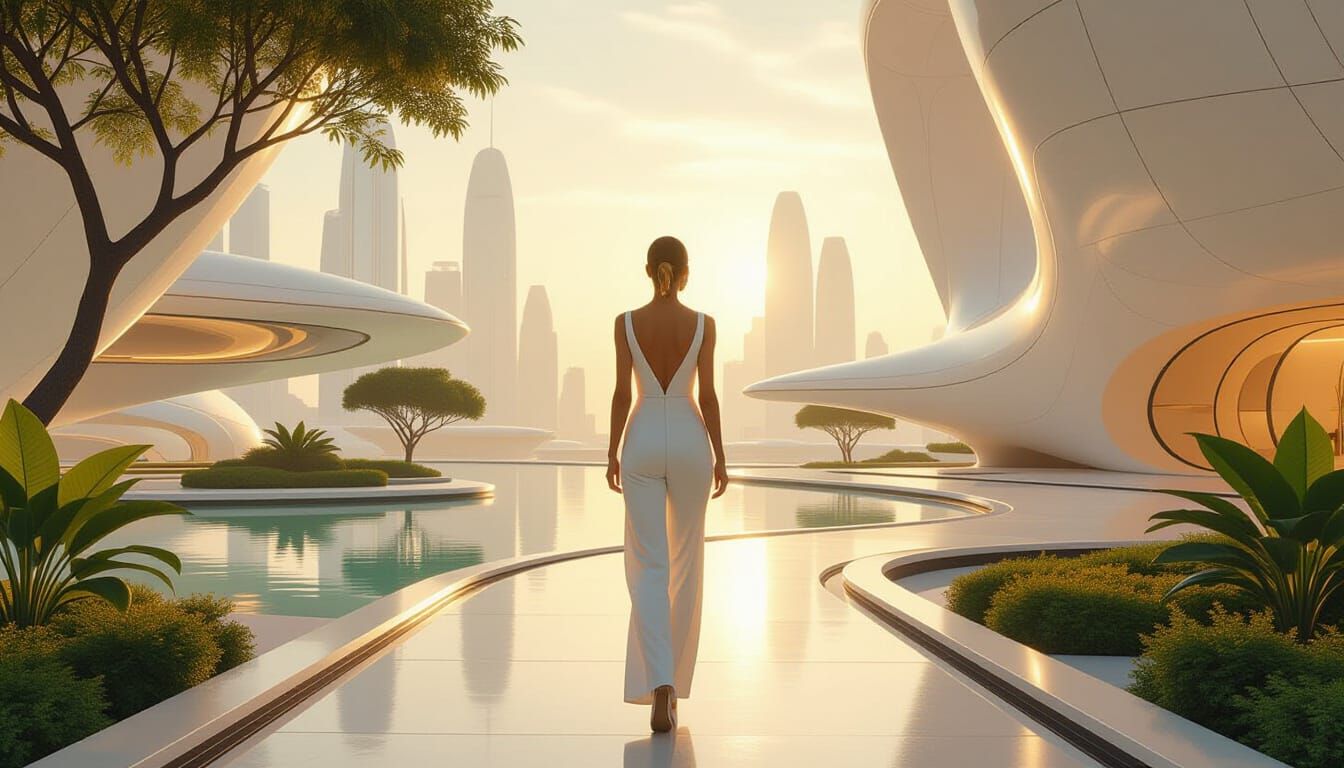 Utopian Future Cityscape Inspired by Syd Mead