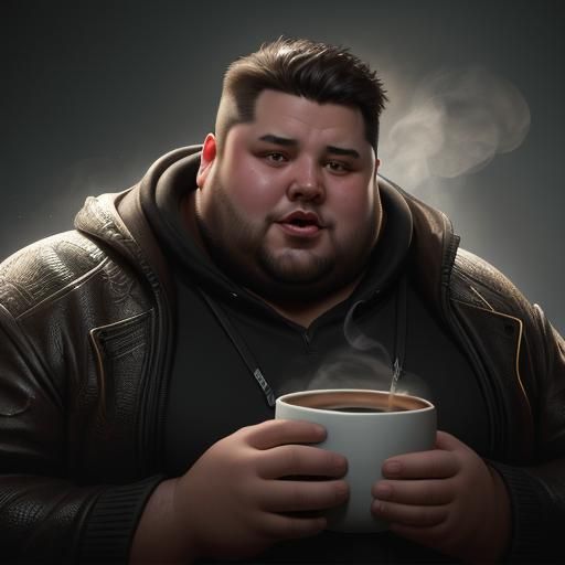 Detailed Portrait of Man Enjoying Coffee