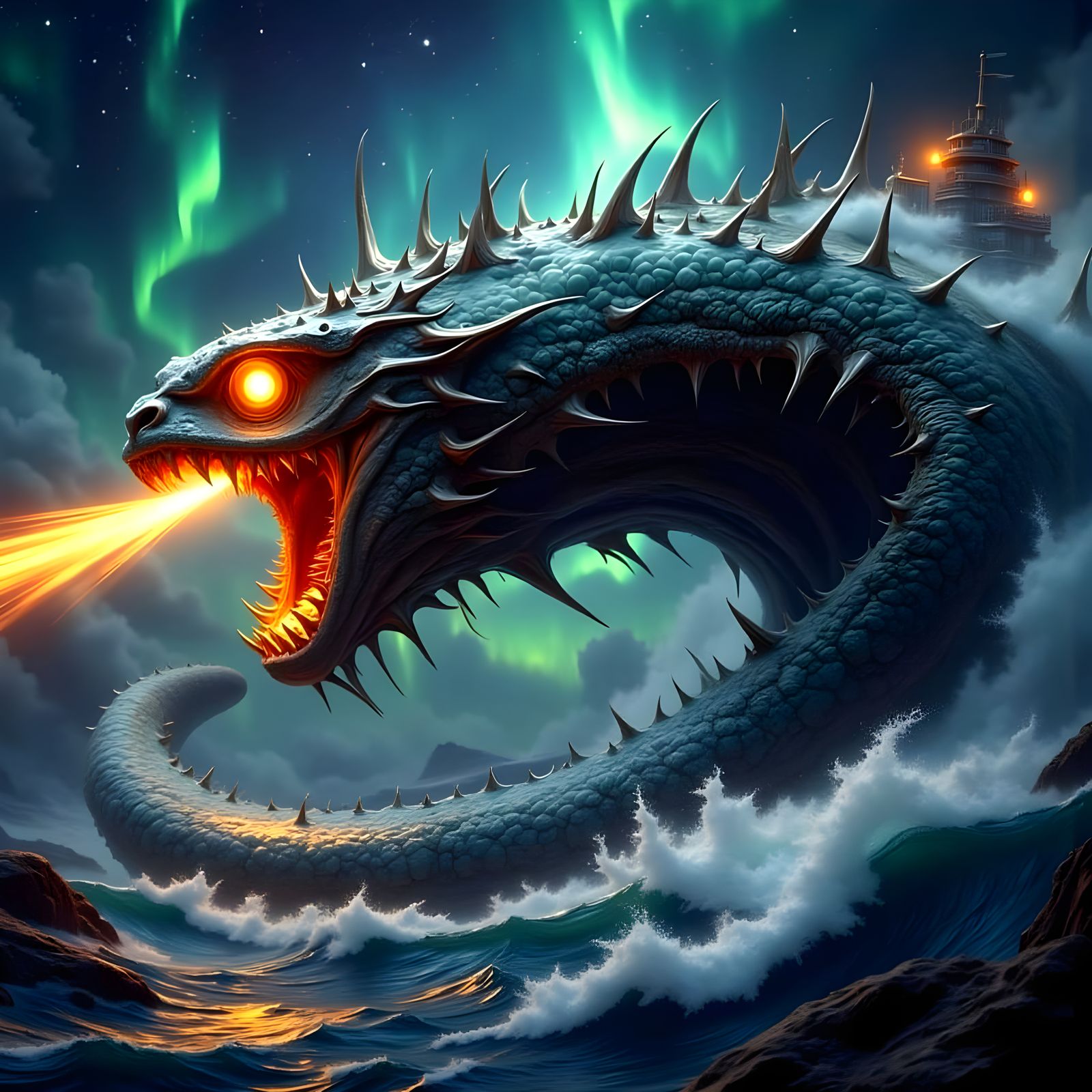 Giant Alien Sea Creature Surfaces in Storm