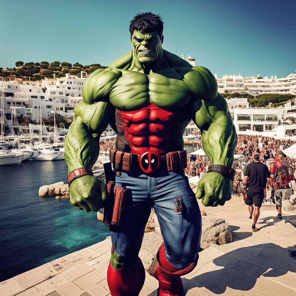 Hulk and Deadpool Mashup in Ibiza