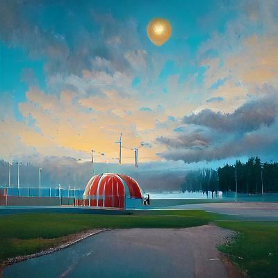 Hopeful Precisionism Scene with Impasto Texture