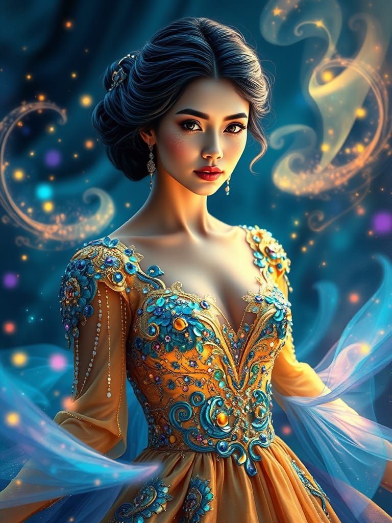 lady in sequined gown