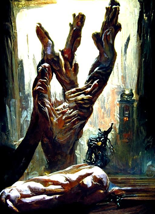 Sinister Figures in Oil Painting Style