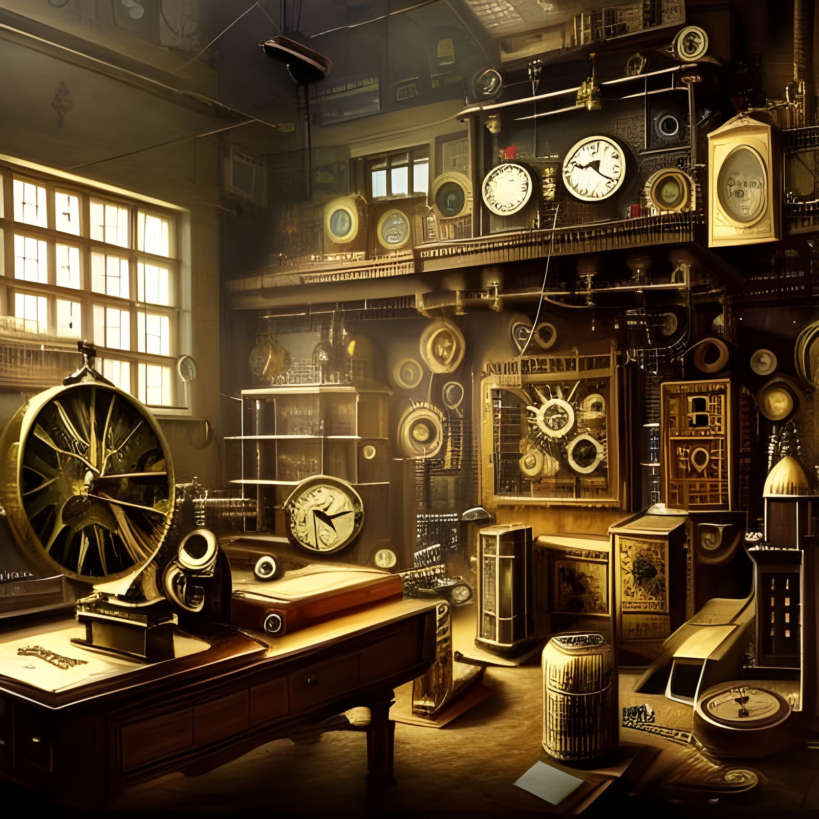 Intricate Time Factory with Steampunk Elements