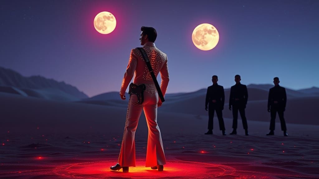 Elvis on Alien World Under Twin Moons