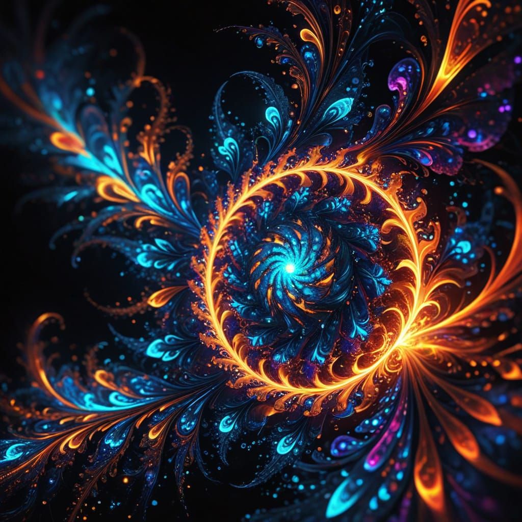 Vibrant Fractal Pattern in Psychedelic Digital Art