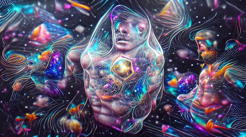 Holographic Cosmic Dreamscape in Astral Mixed Media