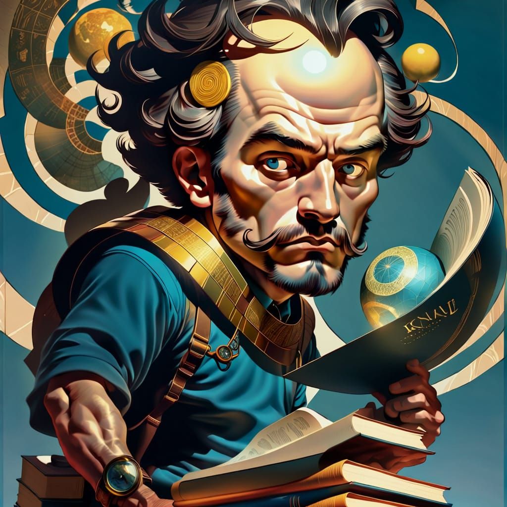 Retro Digital Illustration of Father with Kintsugi Details