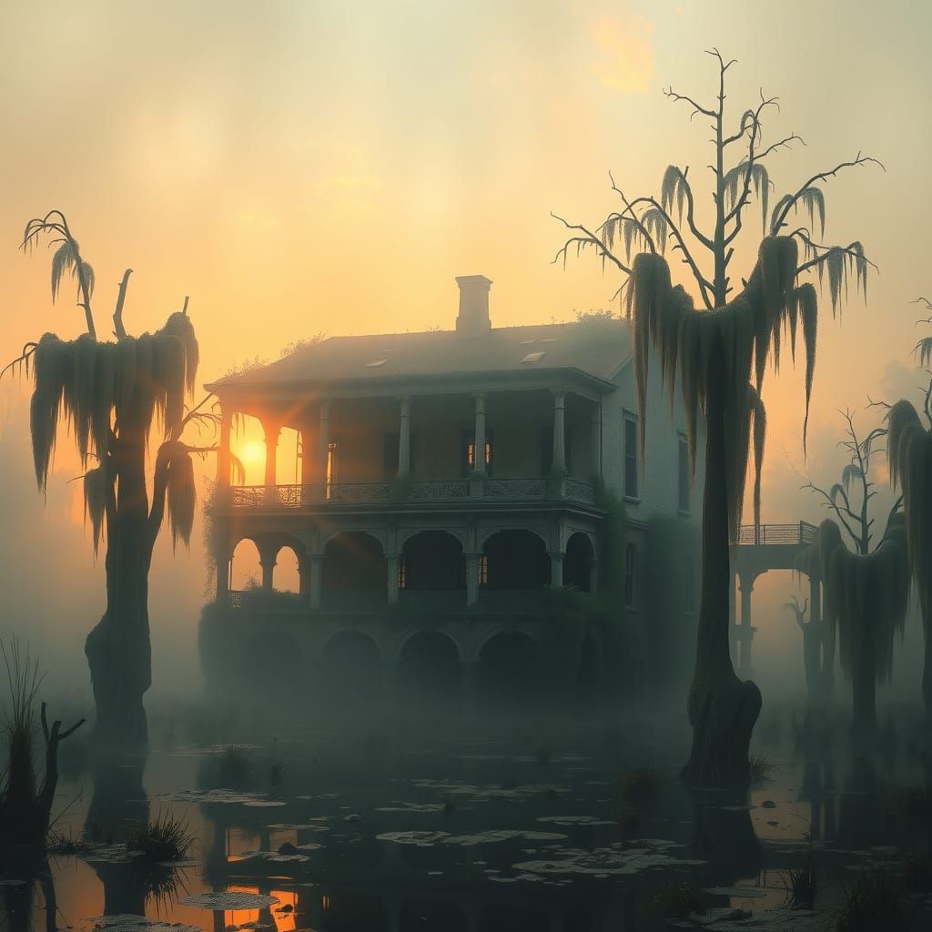 Southern Gothic Mansion in the New Orleans Swamp