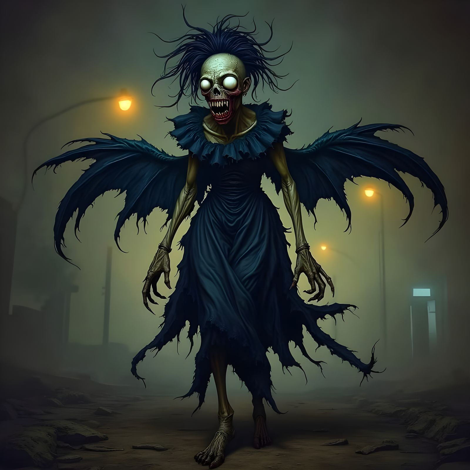 Demonic Zombie Fallen Angel in Macabre Victorian Mourning At...