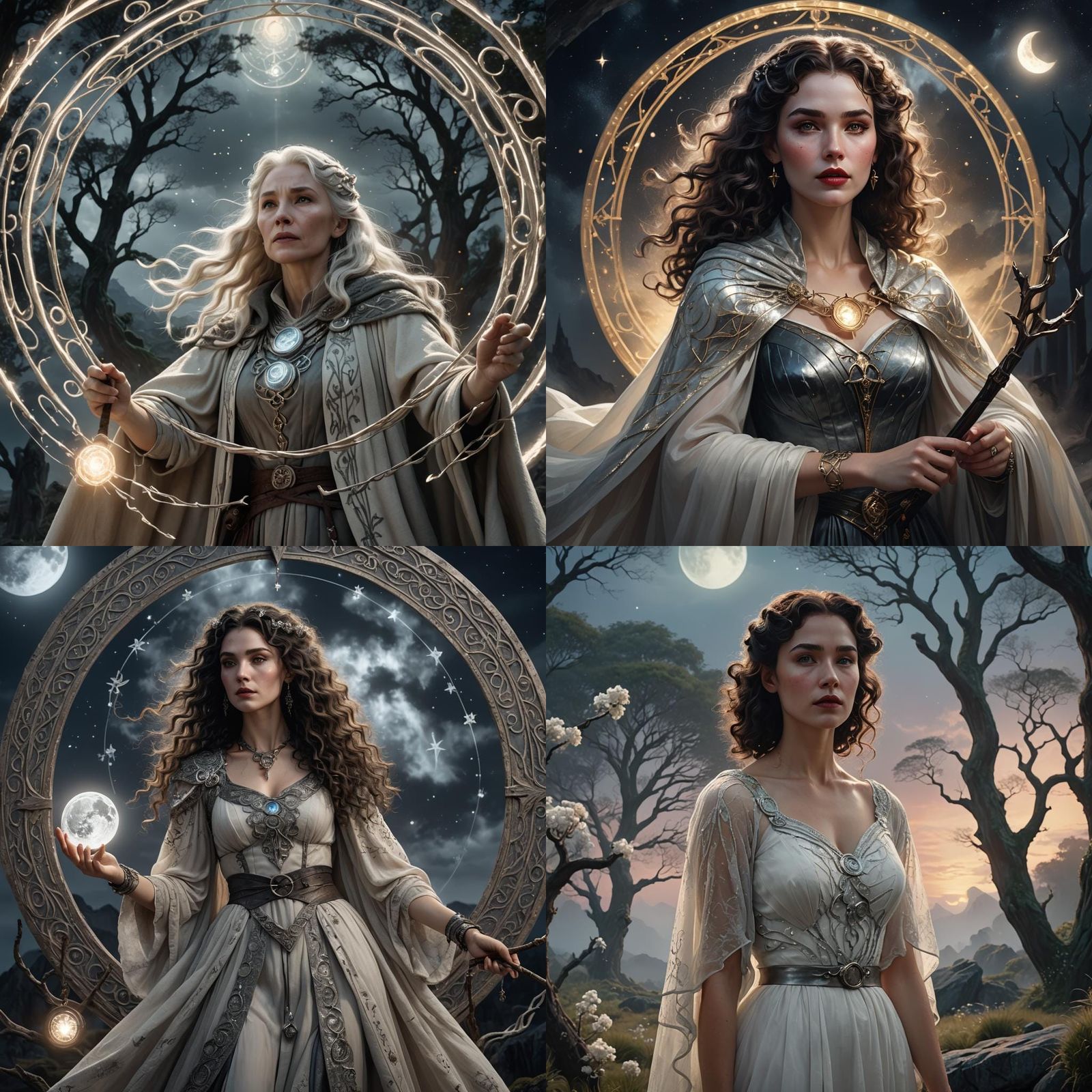 Caucasian Druid Casting Wind Magic, Digital Painting