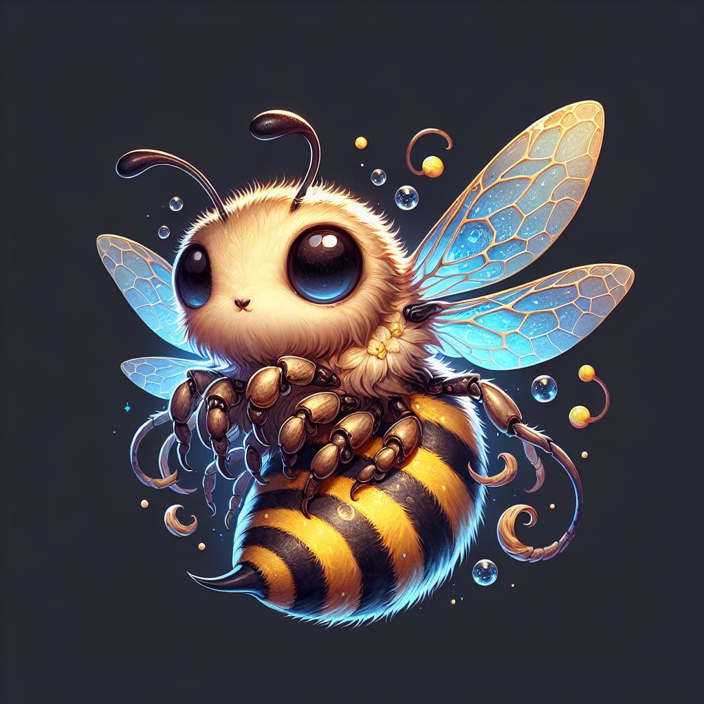 Detailed Chibi Bee Illustration as Matte Painting