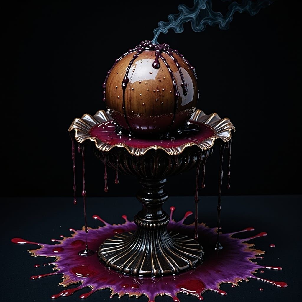 Dark Elegance in Decay: A Haunting Persian Pearl